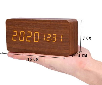 LED wooden watch with voice activation