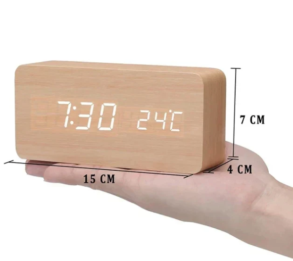 LED wooden watch with voice activation