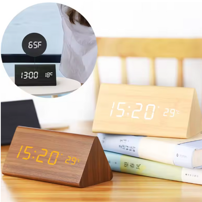 LED wooden watch with voice activation