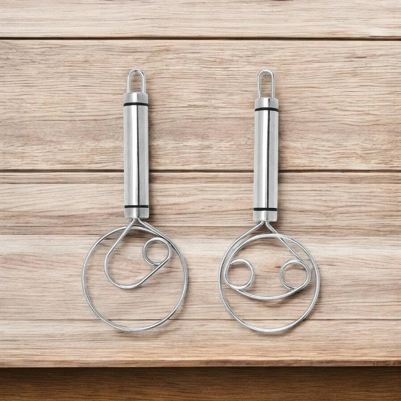 Robust Stainless Steel Danish Dough Whisk - Durable Ergonomic Design For Versatile Baking And Cooking