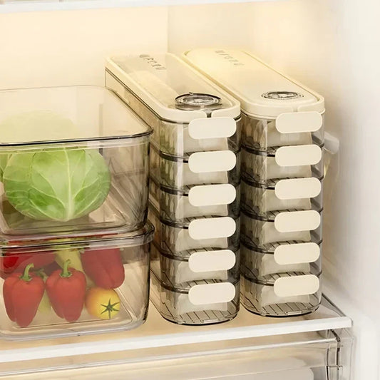 Stackable Freshness Containers with Freshness Valve - Storage Solutions for Food in the Refrigerator - Set of 4
