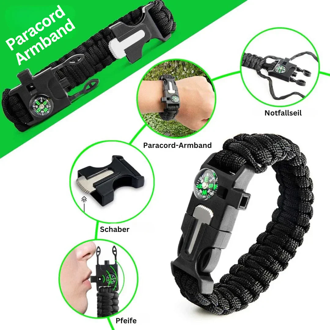 38 - In-1 First Aid and Survival Kit with Torch and Compass