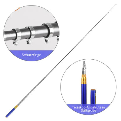 Compact Fishing Set with Telescopic Rod - Portable Fishing Rod for Travelling