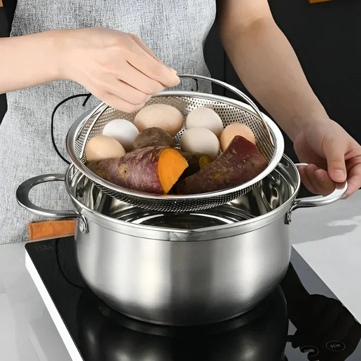 Stainless Steel Steamer Basket - Foldable Colander & Drainer for the Kitchen