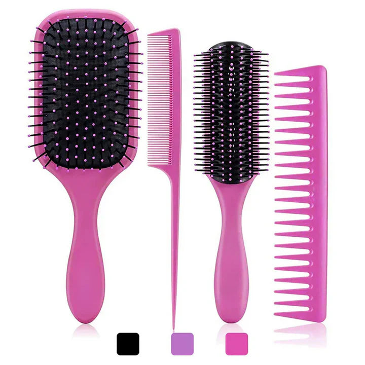 4-Piece Detangling Hairbrush Set