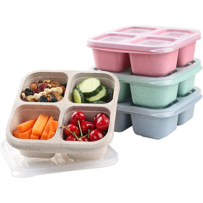 Bento - Style 4 - Compartment Meal Prep Boxes in a 4 - Pack - Sustainable and Practical