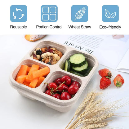 Bento - Style 4 - Compartment Meal Prep Boxes in a 4 - Pack - Sustainable and Practical