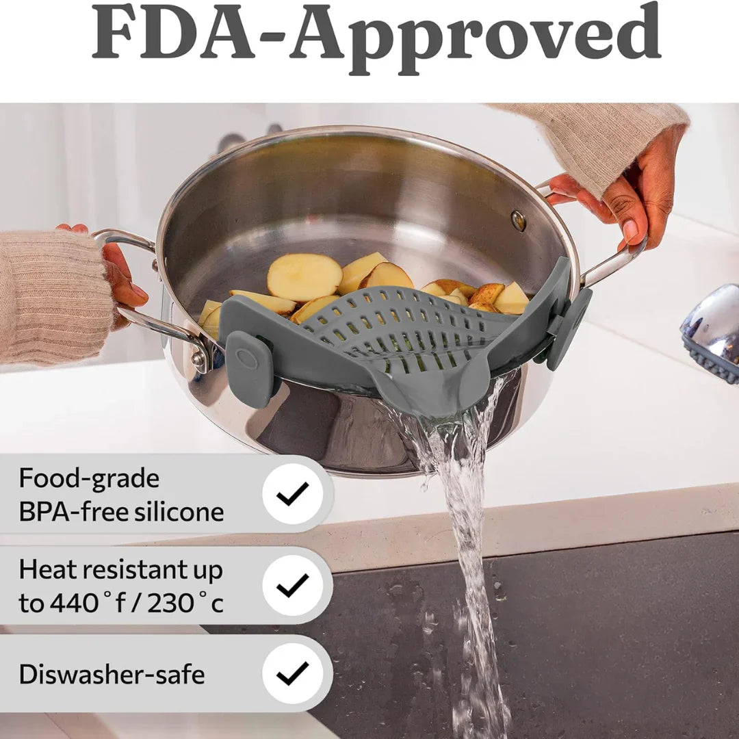 Silicone Strainer With Clip - Heat - Resistant Drip Tray For Food