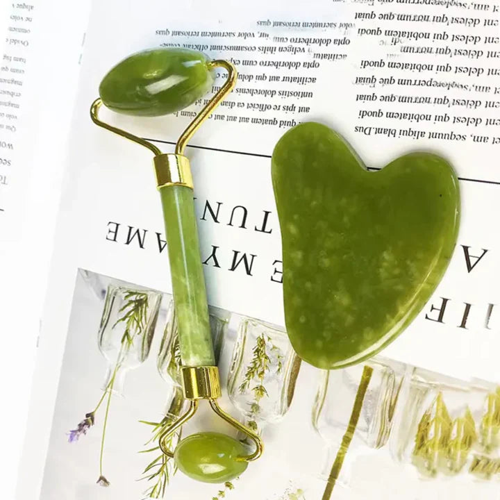 Instant Glow Gua Sha & Jade Roller Set | For Radiant Skin and Natural Relaxation