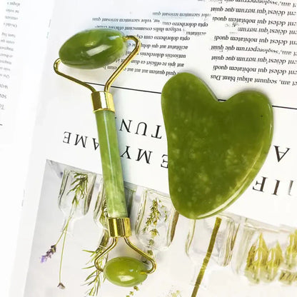 Instant Glow Gua Sha & Jade Roller Set | For Radiant Skin and Natural Relaxation