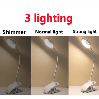 Rechargeable Led Desk Lamp With Clip - Adjustable Desk Lamp For Home Office And Study