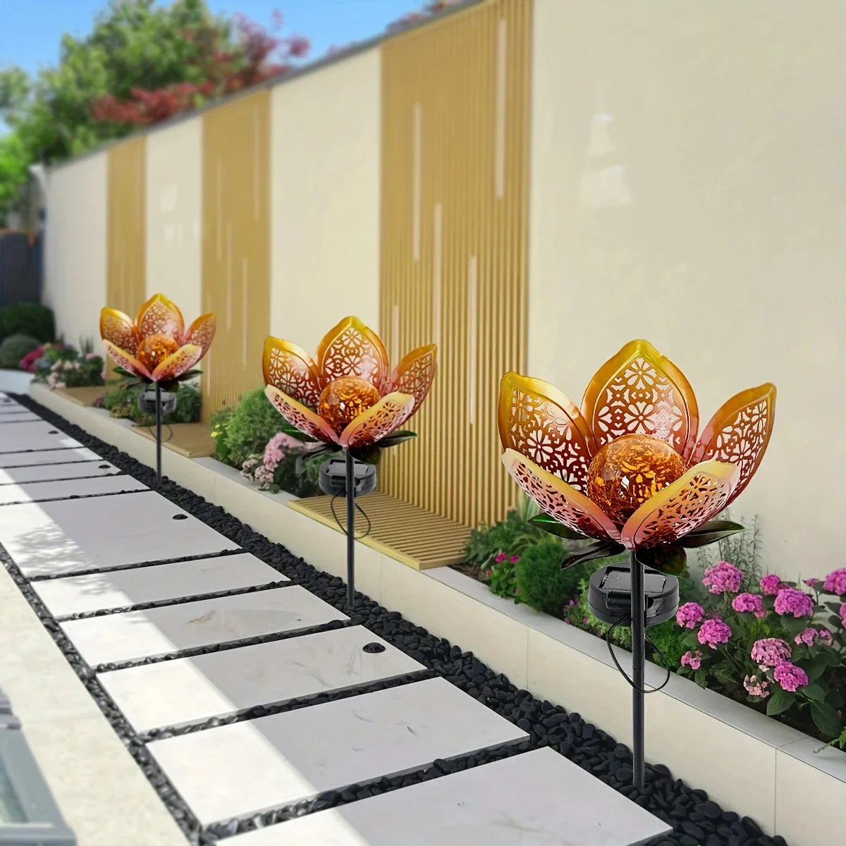Solar Garden Light Lotus Flower - Decorative Led Outdoor Lighting For Garden And Yard