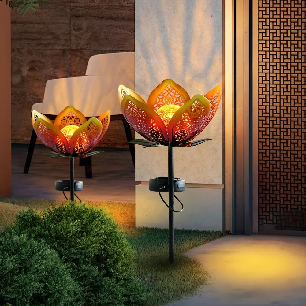 Solar Garden Light Lotus Flower - Decorative Led Outdoor Lighting For Garden And Yard