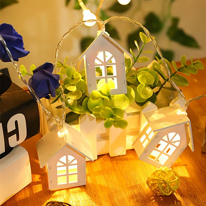 LED Fairy Lights With Mini Houses - Decorative Christmas Lighting For Indoors
