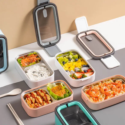 2 - Layer Stainless Steel Bento Lunch Box with Lid