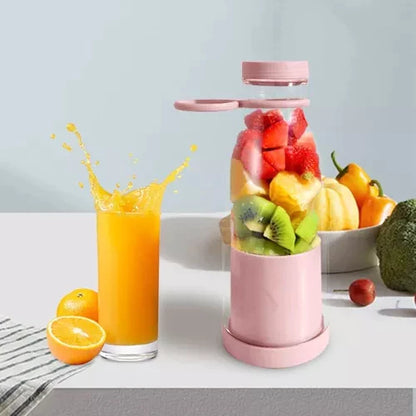 Compact Portable Smoothie Blender with Fruit Container and Drinking Cap