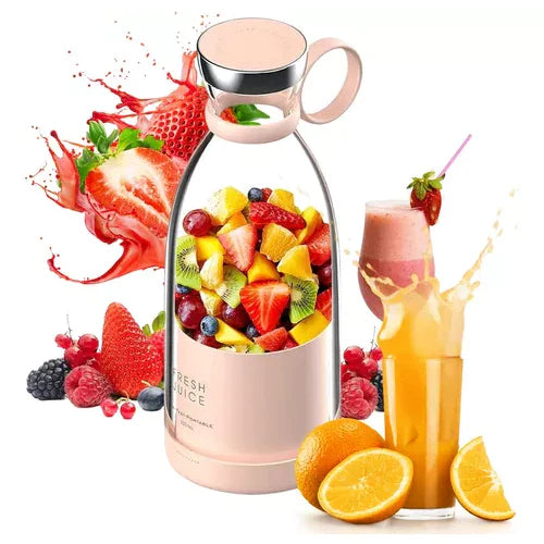 Compact Portable Smoothie Blender with Fruit Container and Drinking Cap