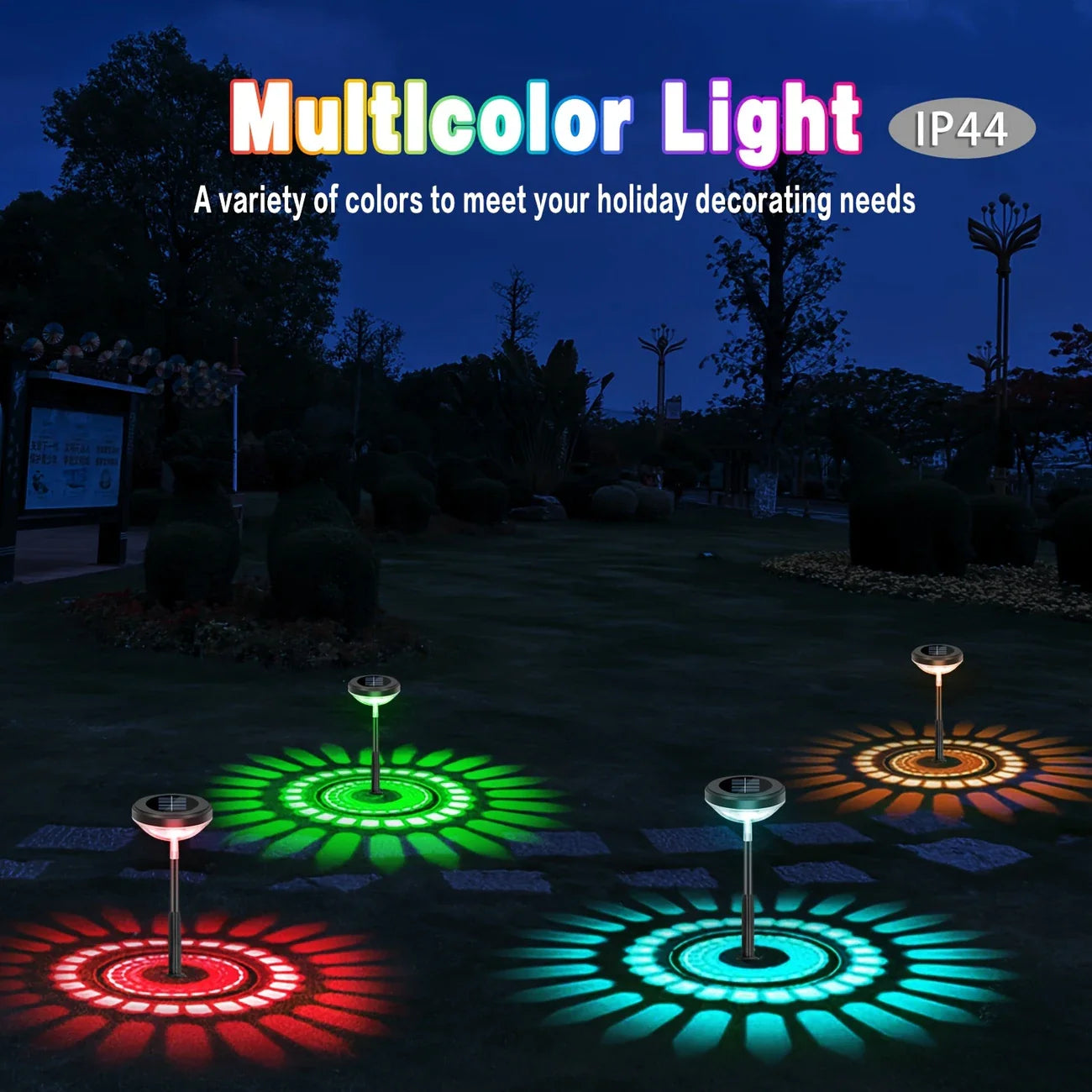 Solar Garden Lamp With Colour Change - Led Garden Lighting For Outdoor Use With Flower Pattern