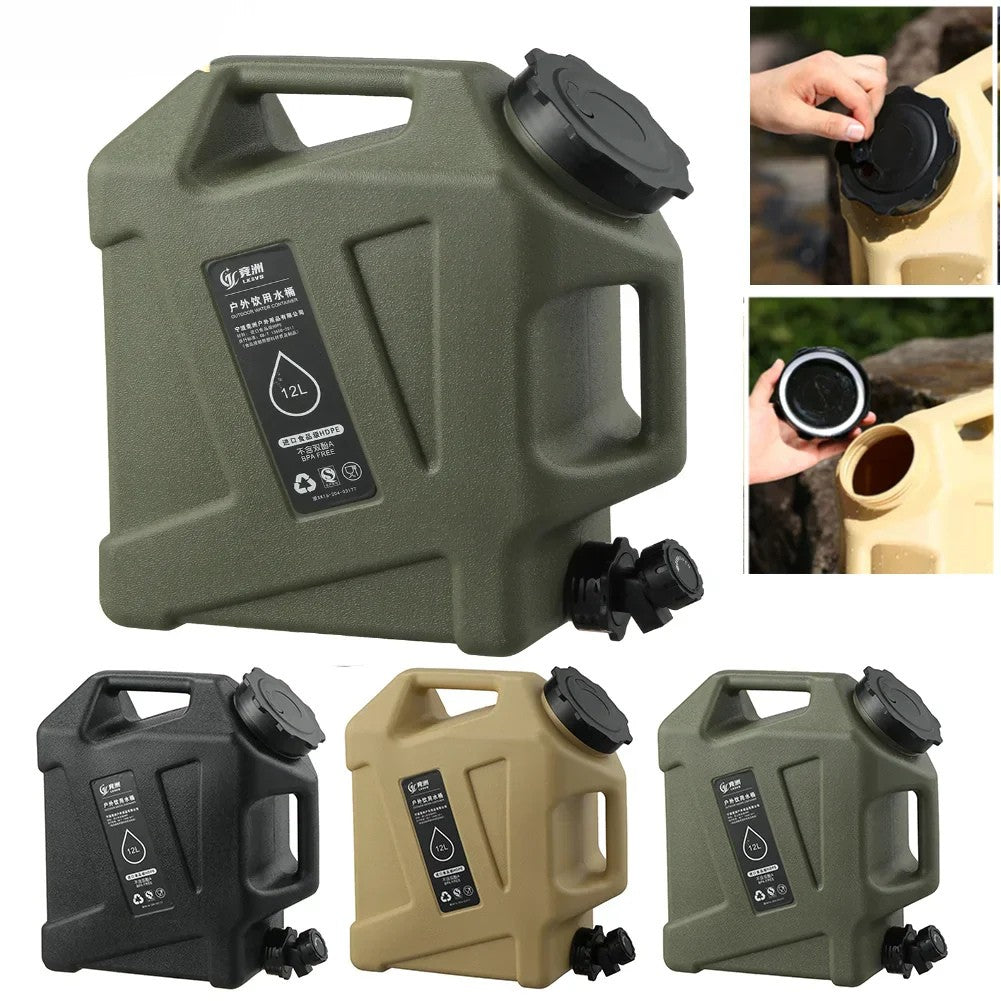 Portable 12 Litre Water Container With Drain Tap - Robust Canister For Outdoor And Camping