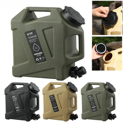 Portable 12 Litre Water Container With Drain Tap - Robust Canister For Outdoor And Camping