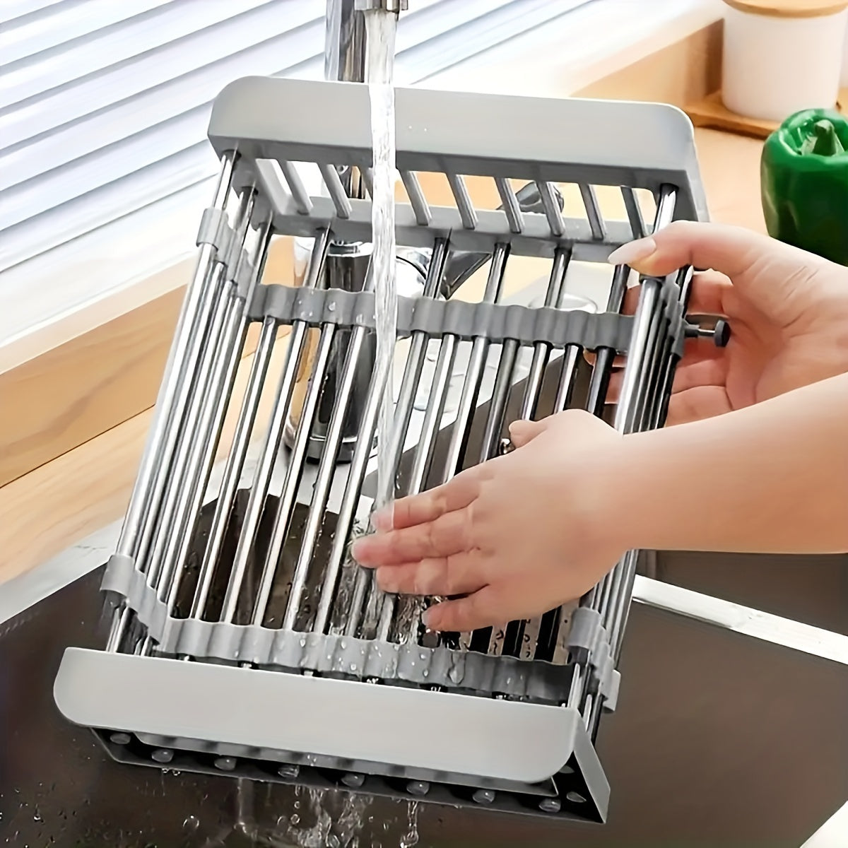 Extendable Sink Draining Rack - Space - Saving Crockery and Vegetable Holder for the Kitchen