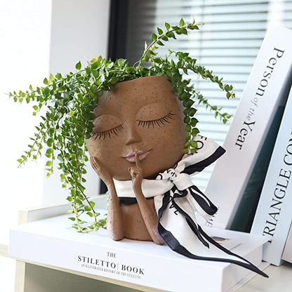 Decorative Flower Pot - Creative Plant Pot With Face For Houseplants And Succulents
