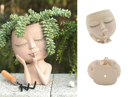 Decorative Flower Pot - Creative Plant Pot With Face For Houseplants And Succulents