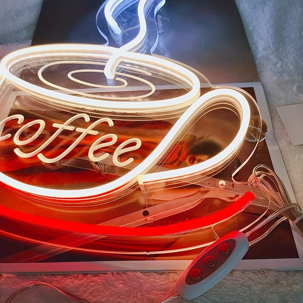 Led Neon Coffee Cup Wall Light