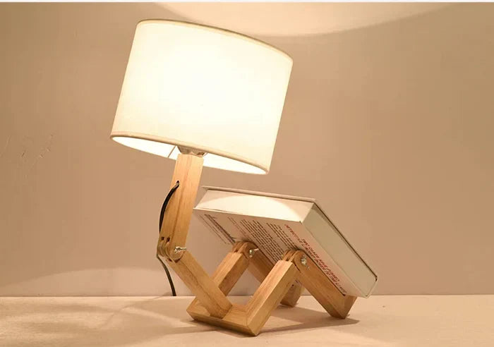 Wooden Table Lamp with Book Holder - Modern Design for Your Home