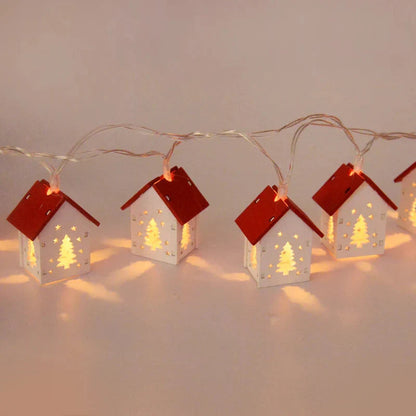 Wooden Christmas Houses with Led Lighting for Festive Decorations