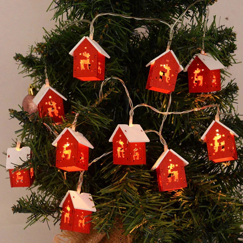 Wooden Christmas Houses with Led Lighting for Festive Decorations