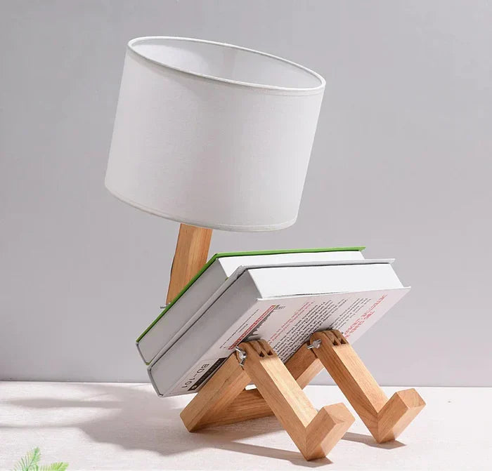 Wooden Table Lamp with Book Holder - Modern Design for Your Home