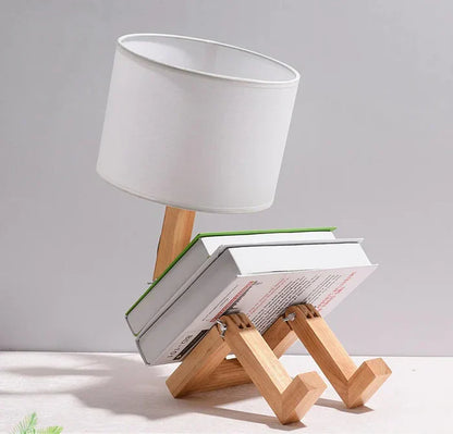 Wooden Table Lamp with Book Holder - Modern Design for Your Home