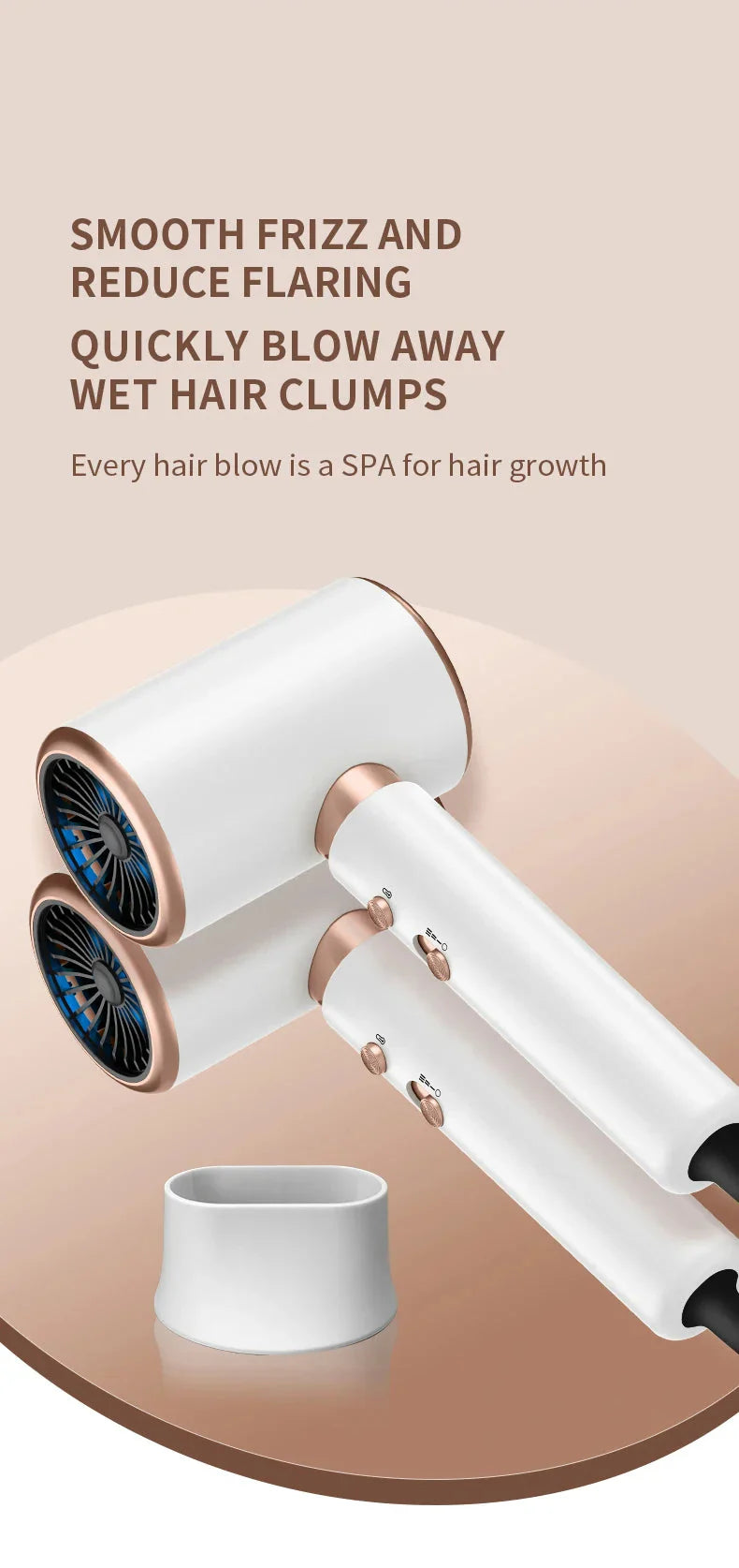 High-Performance Hair Dryer 2400W with Hot and Cold Air Function - Ion Technology