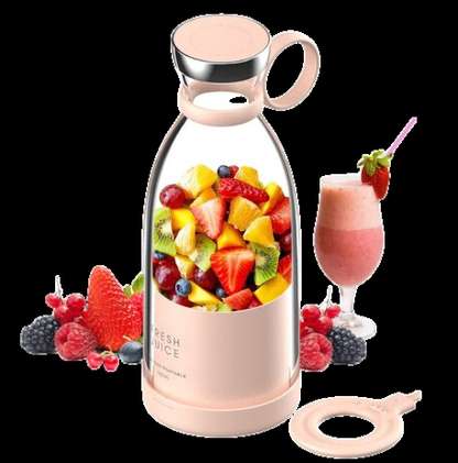Compact Portable Smoothie Blender with Fruit Container and Drinking Cap