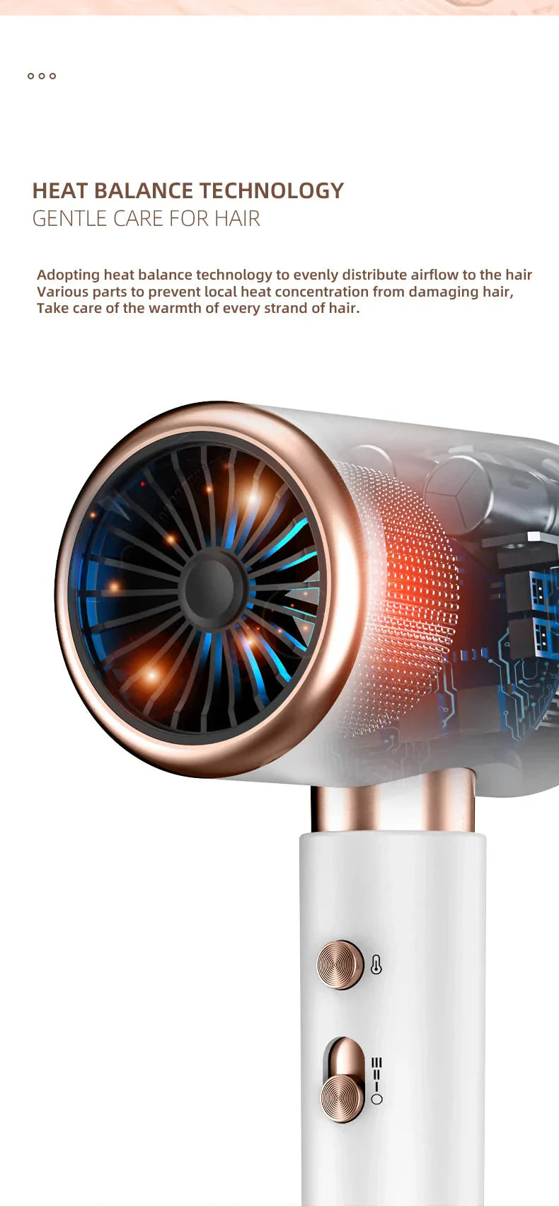 High-Performance Hair Dryer 2400W with Hot and Cold Air Function - Ion Technology