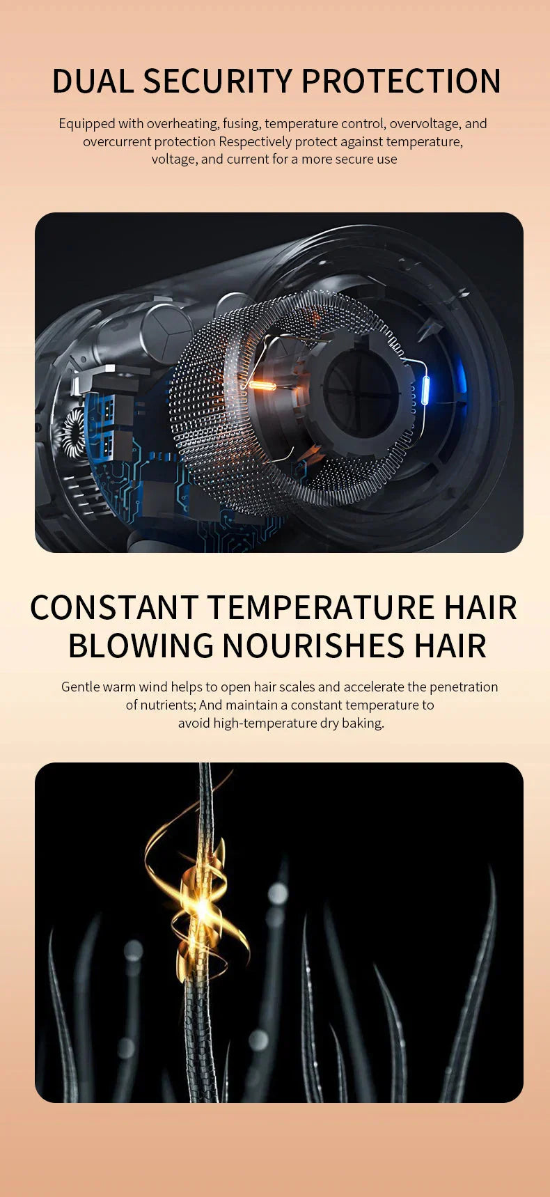 High-Performance Hair Dryer 2400W with Hot and Cold Air Function - Ion Technology