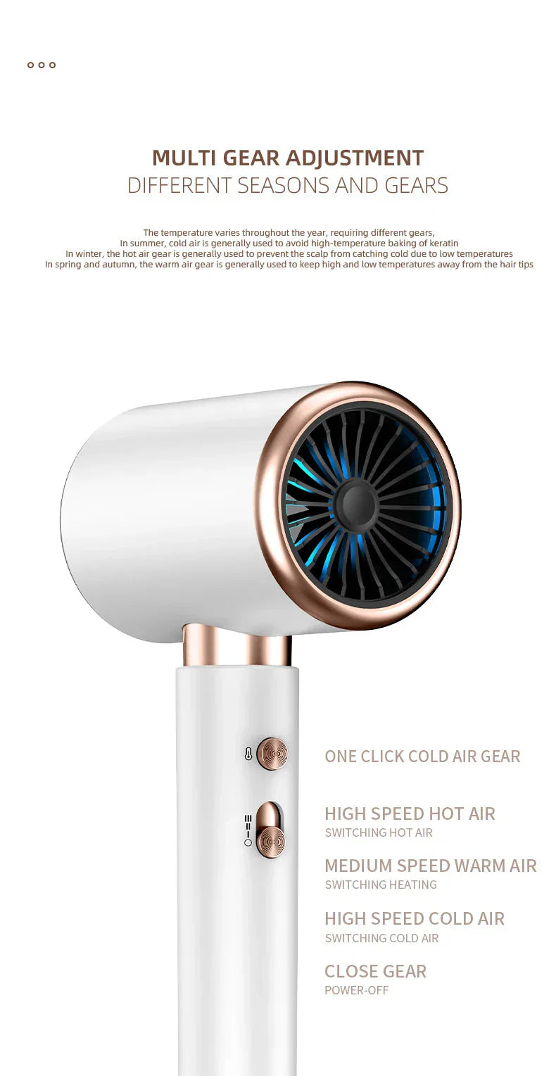 High-Performance Hair Dryer 2400W with Hot and Cold Air Function - Ion Technology