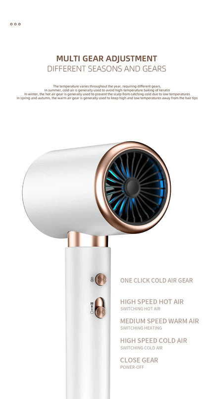High-Performance Hair Dryer 2400W with Hot and Cold Air Function - Ion Technology