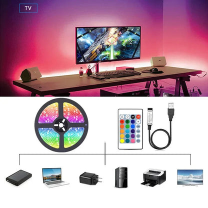RGB LED Strip With USB Connection - Color Changing Light For Ambience And TV Backlighting