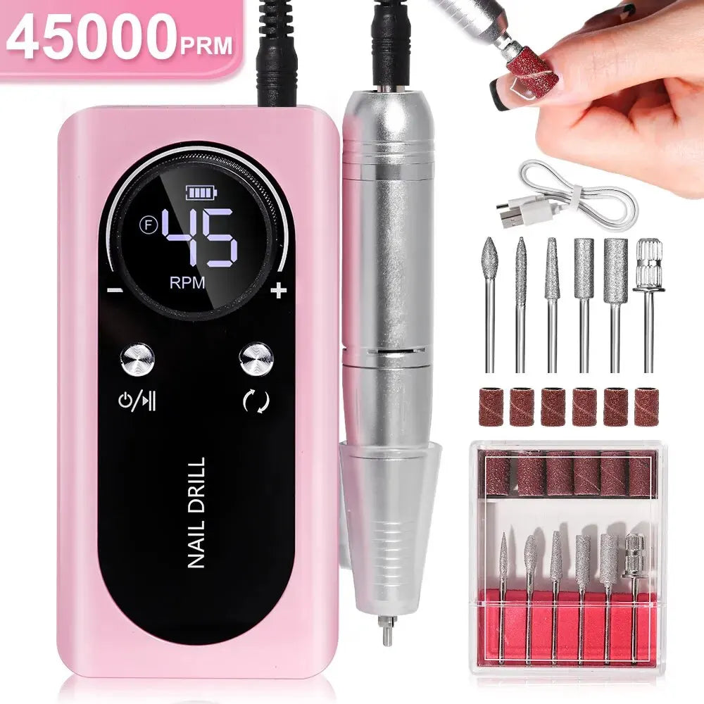 High-performance 45000rpm Portable Electric Nail Drill With Battery Quiet Design For Professional Manicure