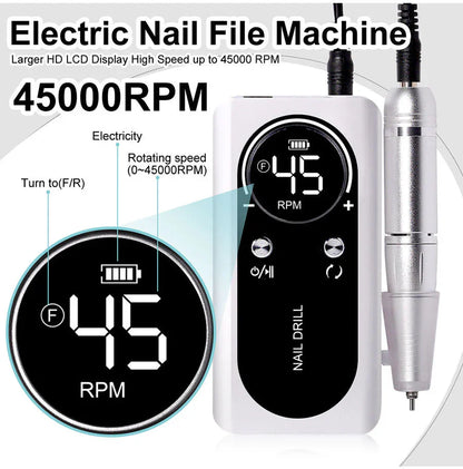 High-performance 45000rpm Portable Electric Nail Drill With Battery Quiet Design For Professional Manicure
