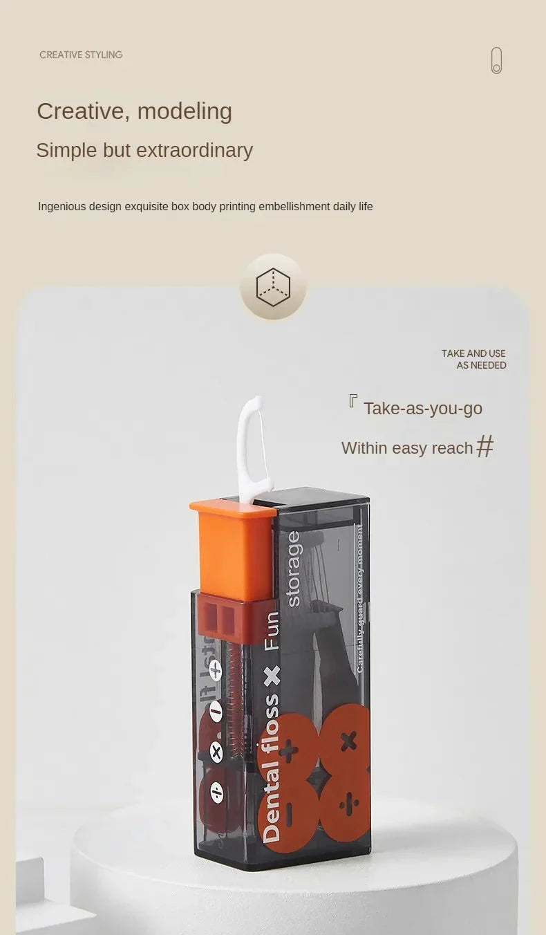 Portable Floss Dispenser With 10 Automatically Ejectable Floss Sticks