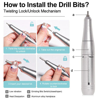 High-performance 45000rpm Portable Electric Nail Drill With Battery Quiet Design For Professional Manicure