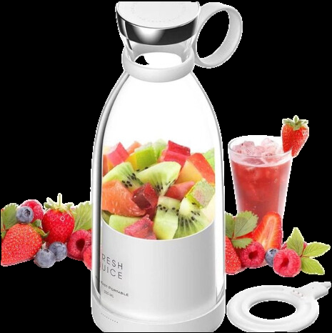 Compact Portable Smoothie Blender with Fruit Container and Drinking Cap