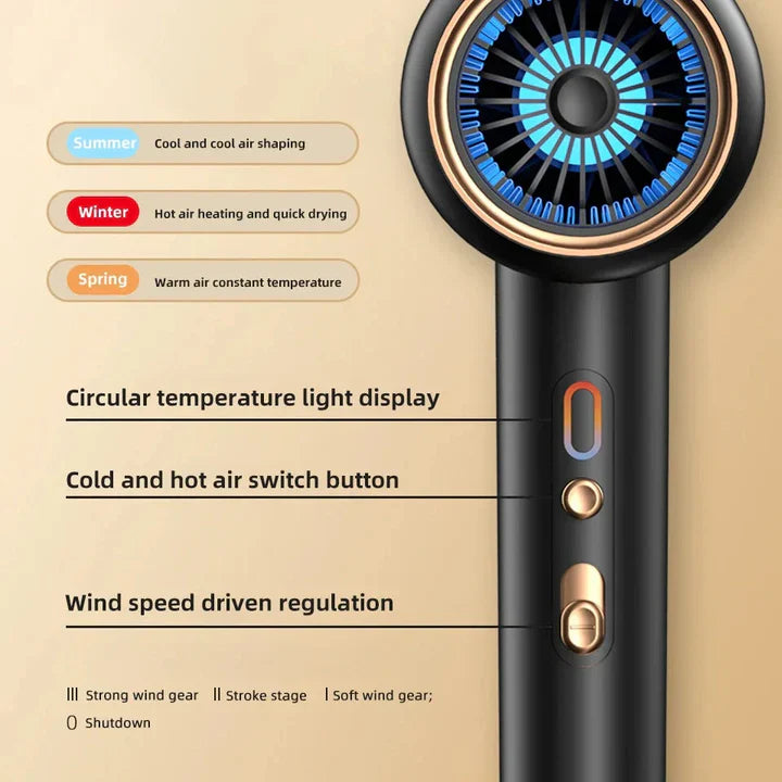 High-Performance Hair Dryer 2400W with Hot and Cold Air Function - Ion Technology