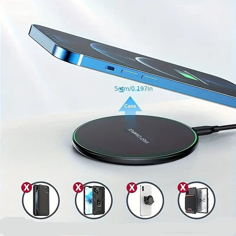30w Wireless Fast Charger Induction Charging Pad For iPhone And Android