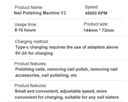 High-performance 45000rpm Portable Electric Nail Drill With Battery Quiet Design For Professional Manicure