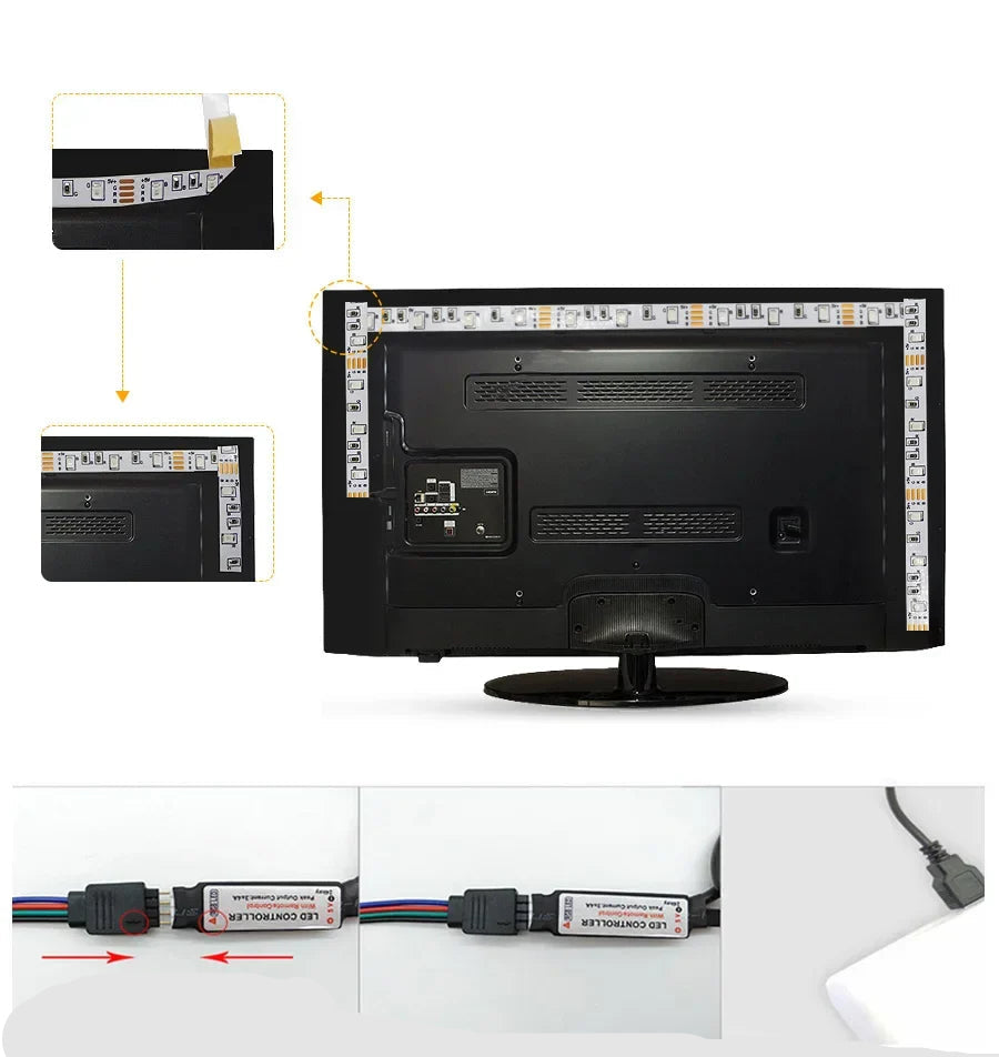 RGB LED Strip With USB Connection - Color Changing Light For Ambience And TV Backlighting