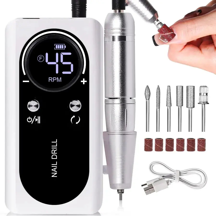 High-performance 45000rpm Portable Electric Nail Drill With Battery Quiet Design For Professional Manicure